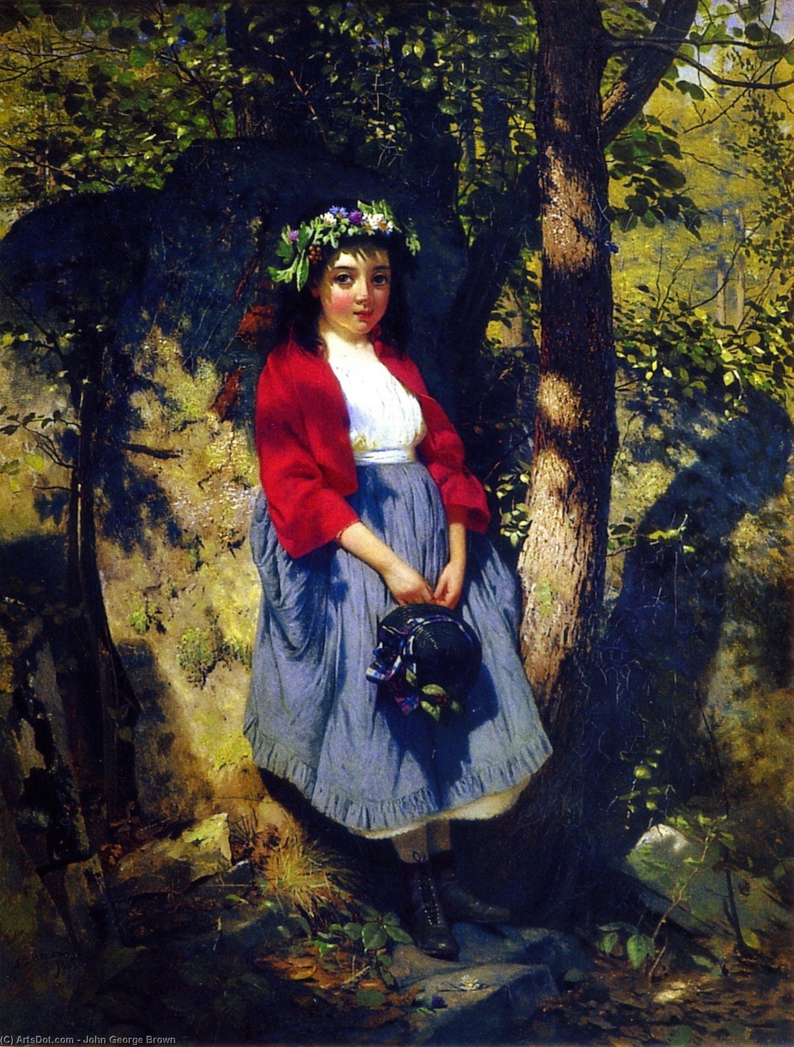 Wikioo.org – L'Encyclopédie des Beaux Arts - Peinture, Oeuvre de John George Brown - la petite reine  de  la  bois