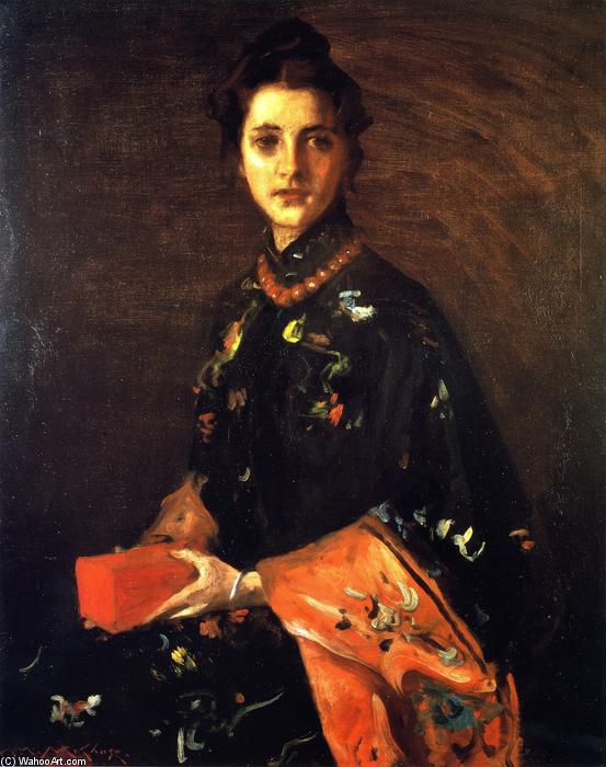 WikiOO.org - Encyclopedia of Fine Arts - Maalaus, taideteos William Merritt Chase - The LIttle Red Box (also known as The Red Box)