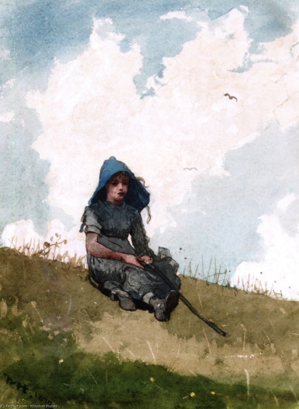 Wikioo.org - สารานุกรมวิจิตรศิลป์ - จิตรกรรม Winslow Homer - Little Shepherdess