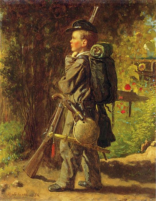 Wikioo.org - The Encyclopedia of Fine Arts - Painting, Artwork by Jonathan Eastman Johnson - The Little Soldier