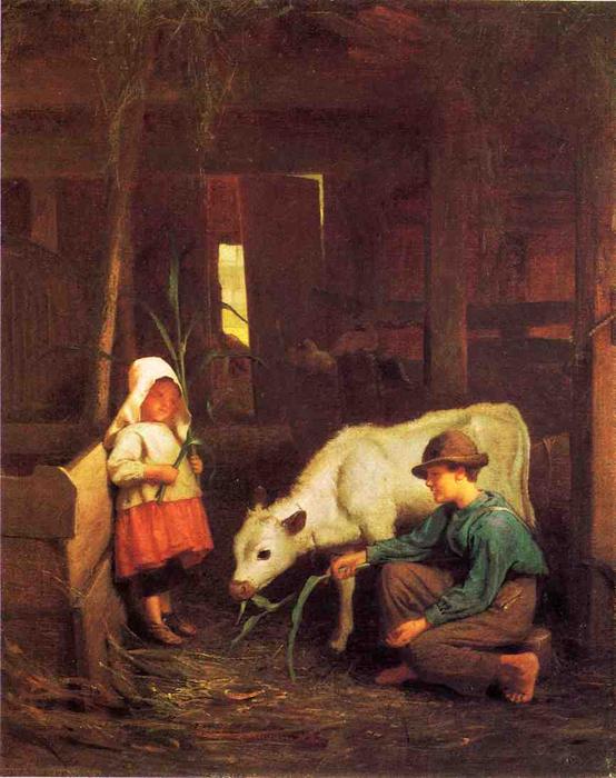 Wikioo.org - The Encyclopedia of Fine Arts - Painting, Artwork by George Cochran Lambdin - The Little White Heifer