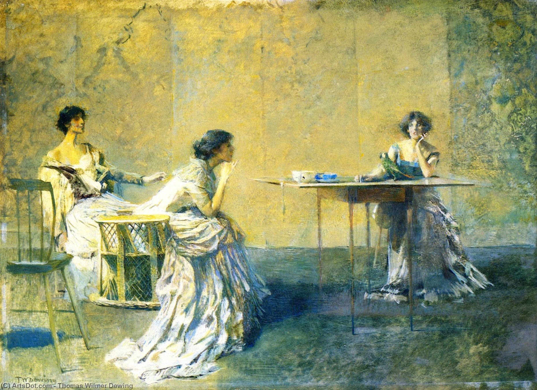 Wikioo.org - The Encyclopedia of Fine Arts - Painting, Artwork by Thomas Wilmer Dewing - La Jaseur