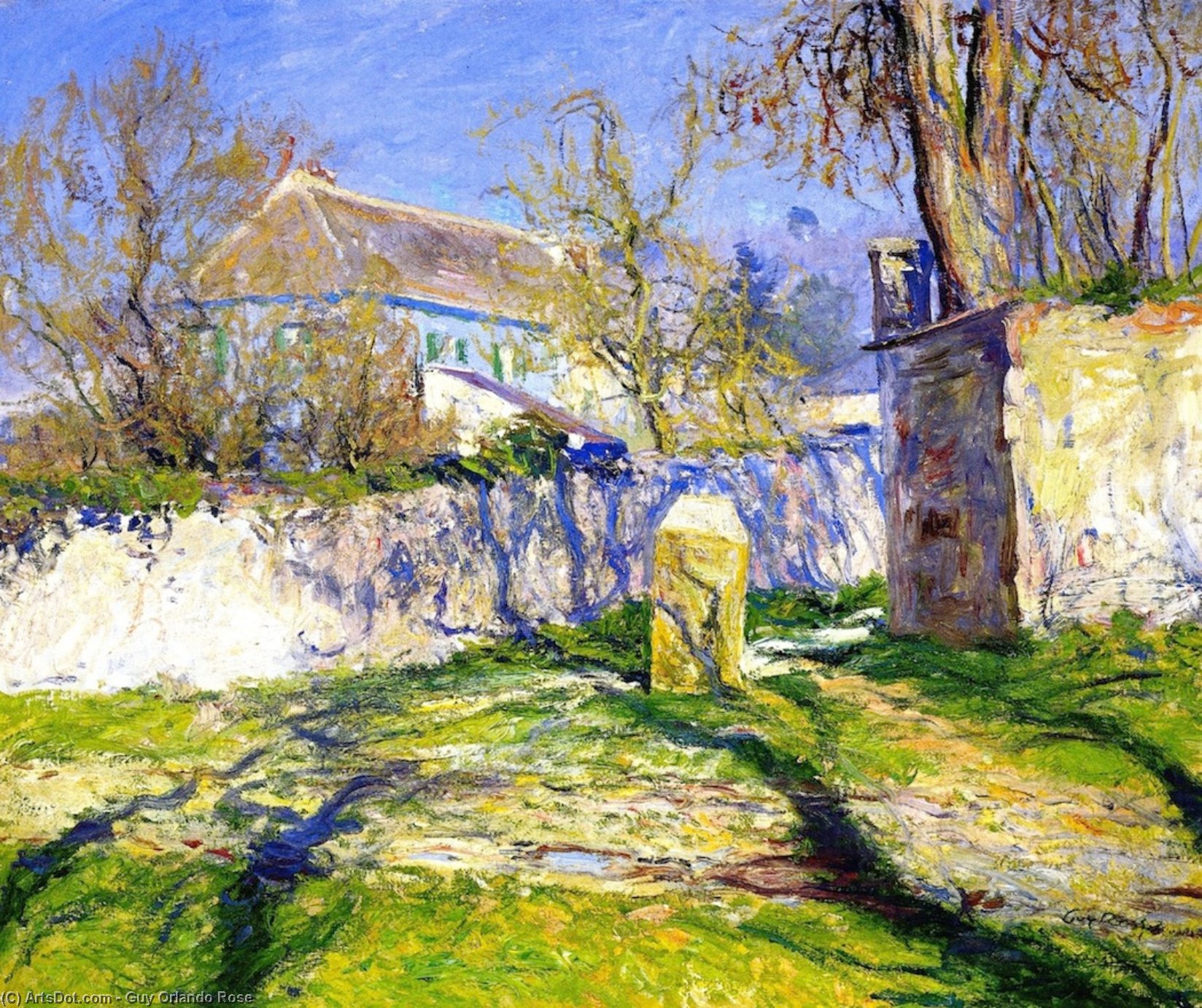 Wikioo.org - The Encyclopedia of Fine Arts - Painting, Artwork by Guy Orlando Rose - La Maison bleue, Giverny