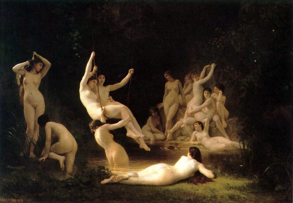 Wikioo.org - The Encyclopedia of Fine Arts - Painting, Artwork by William Adolphe Bouguereau - La nymphee (also known as The Nymphaeum)