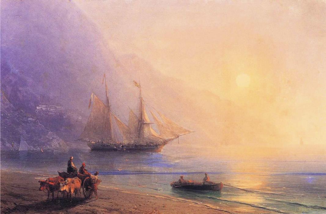 WikiOO.org - Encyclopedia of Fine Arts - Maľba, Artwork Ivan Aivazovsky - Loading Provisions off the Crimean Coast