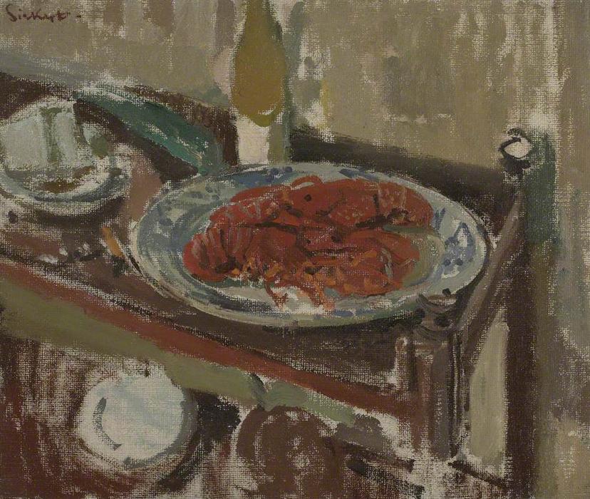 Wikioo.org - The Encyclopedia of Fine Arts - Painting, Artwork by Walter Richard Sickert - Lobster on a Tray