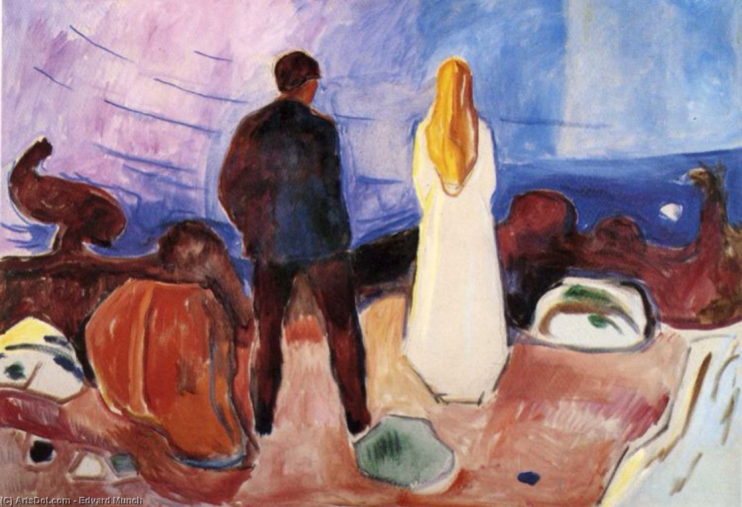 Wikoo.org - موسوعة الفنون الجميلة - اللوحة، العمل الفني Edvard Munch - The Lonely Ones