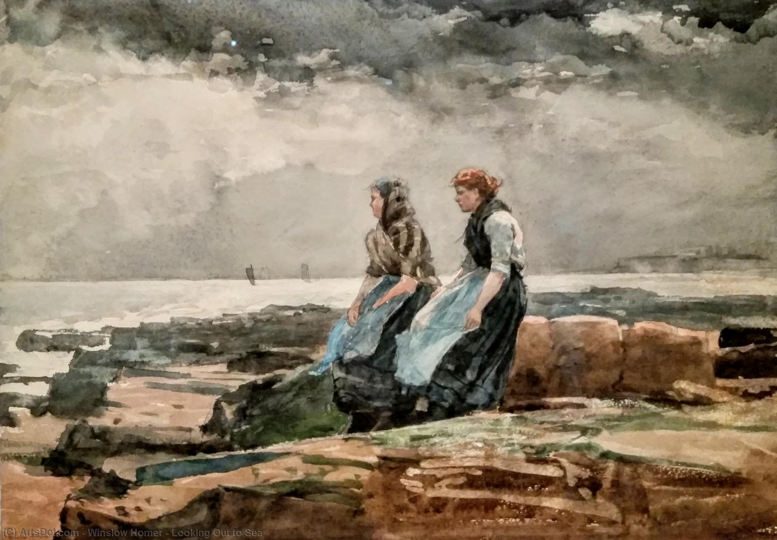 WikiOO.org - Encyclopedia of Fine Arts - Maalaus, taideteos Winslow Homer - Looking Out to Sea