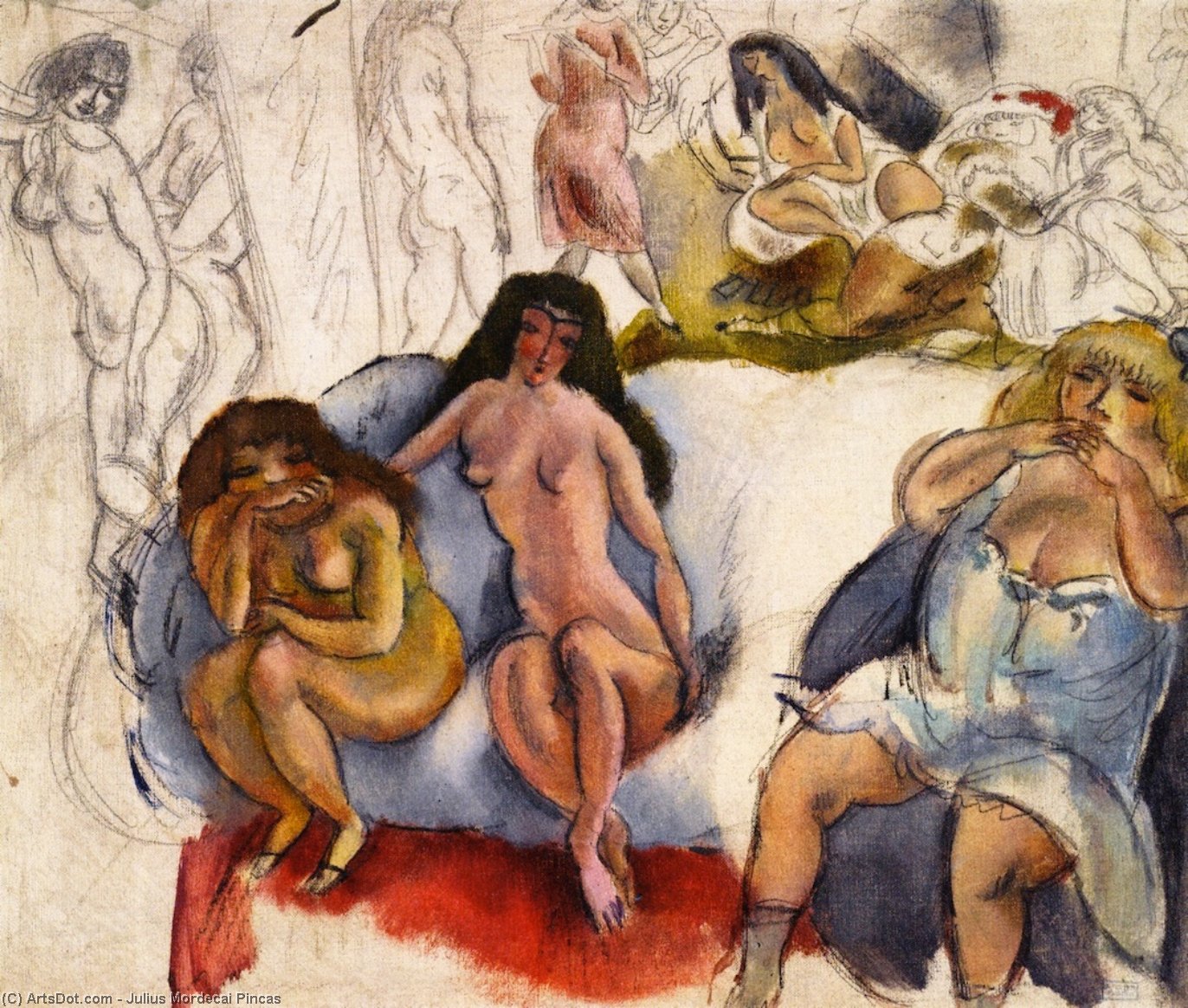 WikiOO.org - Encyclopedia of Fine Arts - Maleri, Artwork Julius Mordecai Pincas - Loose Women
