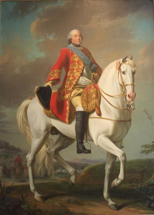 Wikioo.org - The Encyclopedia of Fine Arts - Painting, Artwork by Alexander Roslin - Louis-Philippe Duc D'Orléans Saluting His Army on the Battlefield1757