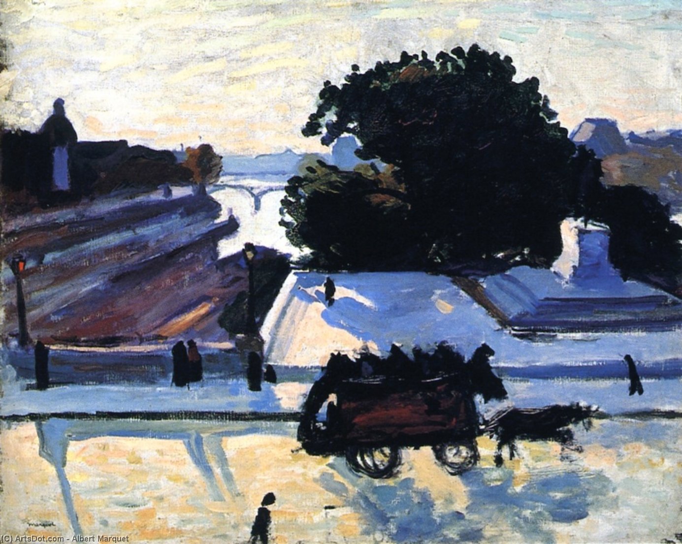 Wikioo.org - The Encyclopedia of Fine Arts - Painting, Artwork by Albert Marquet - The Louvre Embankment and the Pont-Neuf in Paris