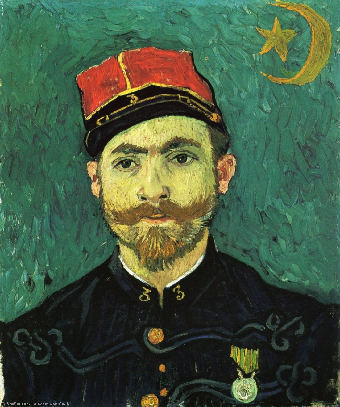 Wikioo.org - The Encyclopedia of Fine Arts - Painting, Artwork by Vincent Van Gogh - The Lover, Portrait of Paul--Eugene Milliet (also known as Portrait of Lieutanant Milliet)