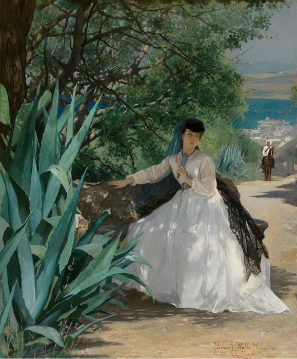 Wikioo.org – La Enciclopedia de las Bellas Artes - Pintura, Obras de arte de Gustave Leonard De Jonghe - Paseo de los Enamorados