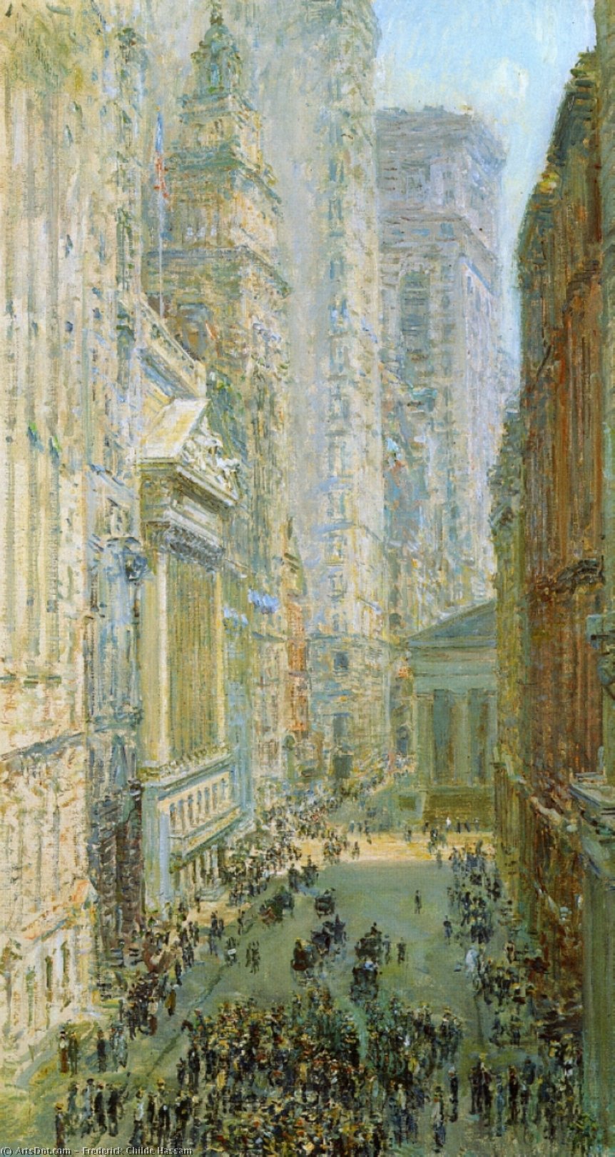 Wikioo.org - The Encyclopedia of Fine Arts - Painting, Artwork by Frederick Childe Hassam - Lower Manhattan (also known as Broad and Wall Streets)