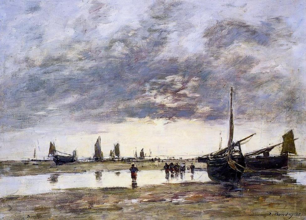 Wikioo.org - The Encyclopedia of Fine Arts - Painting, Artwork by Eugène Louis Boudin - Low Tide at Berck