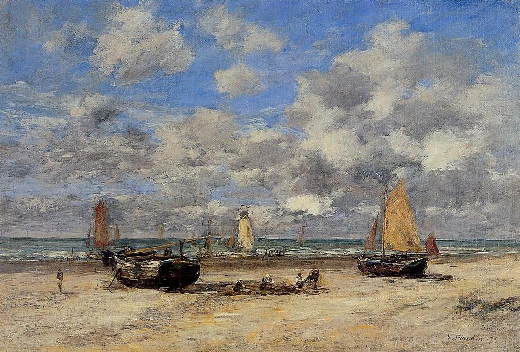 Wikioo.org - The Encyclopedia of Fine Arts - Painting, Artwork by Eugène Louis Boudin - Low Tide at Scheveningen