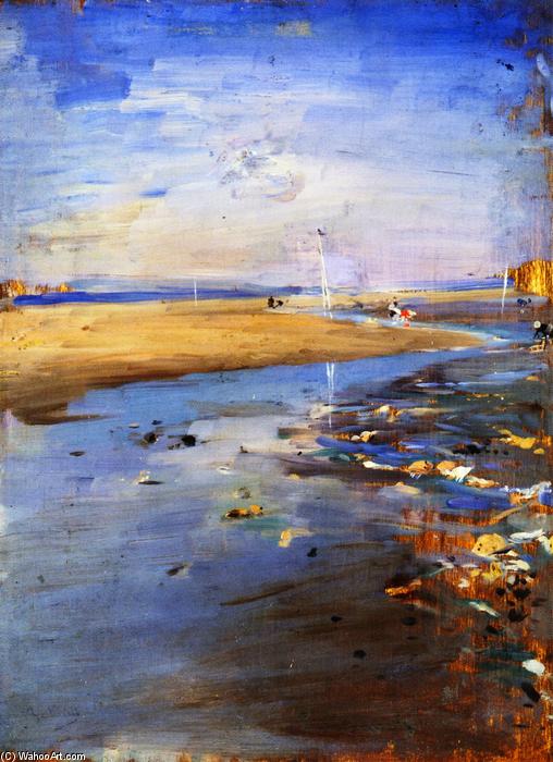 Wikioo.org - The Encyclopedia of Fine Arts - Painting, Artwork by Giovanni Boldini - Low Tide at Trouville