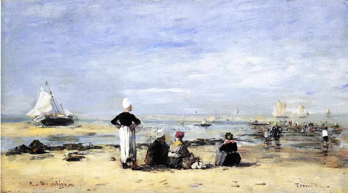 Wikioo.org - The Encyclopedia of Fine Arts - Painting, Artwork by Eugène Louis Boudin - Low Tide at Trouville