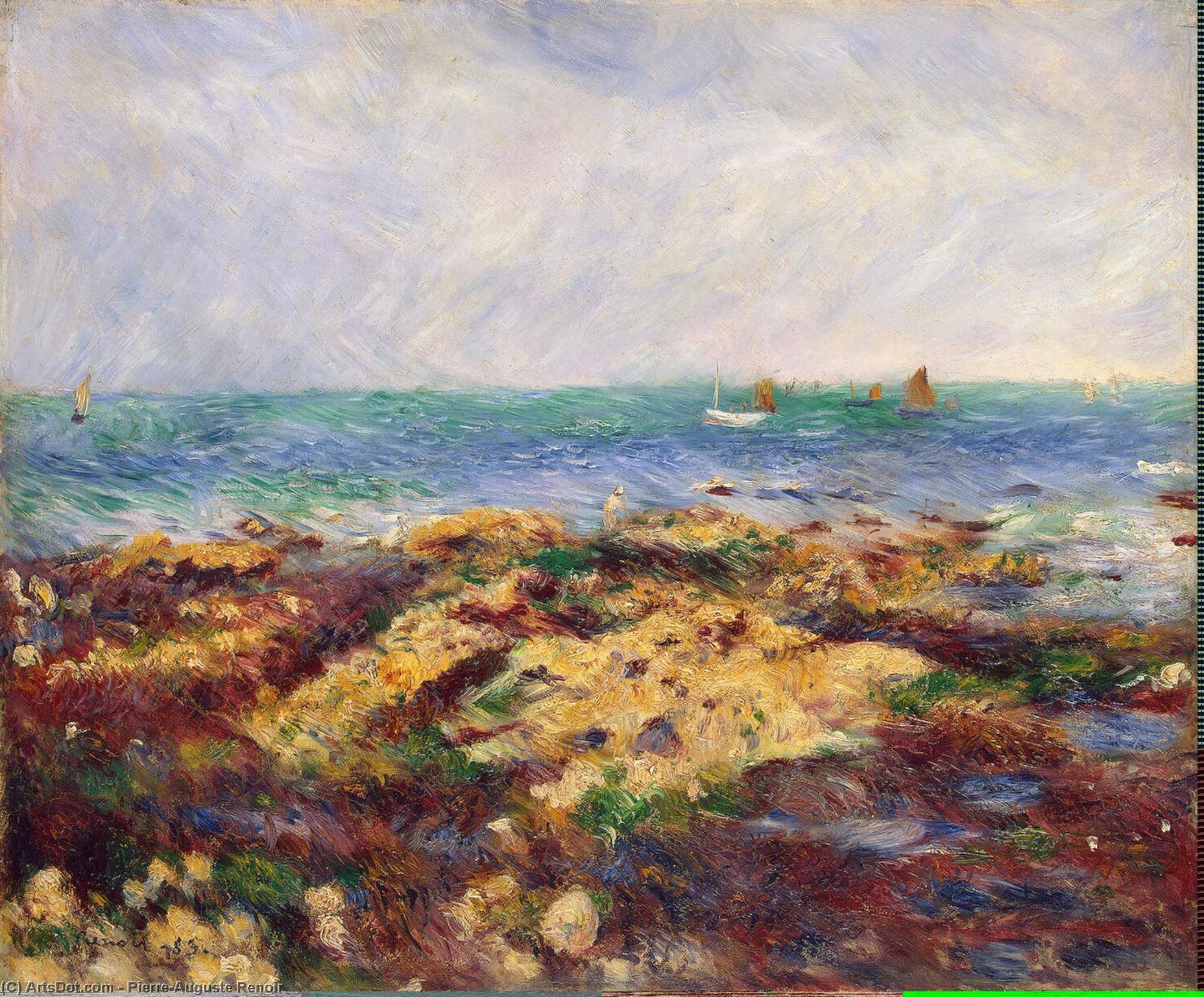 WikiOO.org - Enciclopédia das Belas Artes - Pintura, Arte por Pierre-Auguste Renoir - Low Tide at Yport