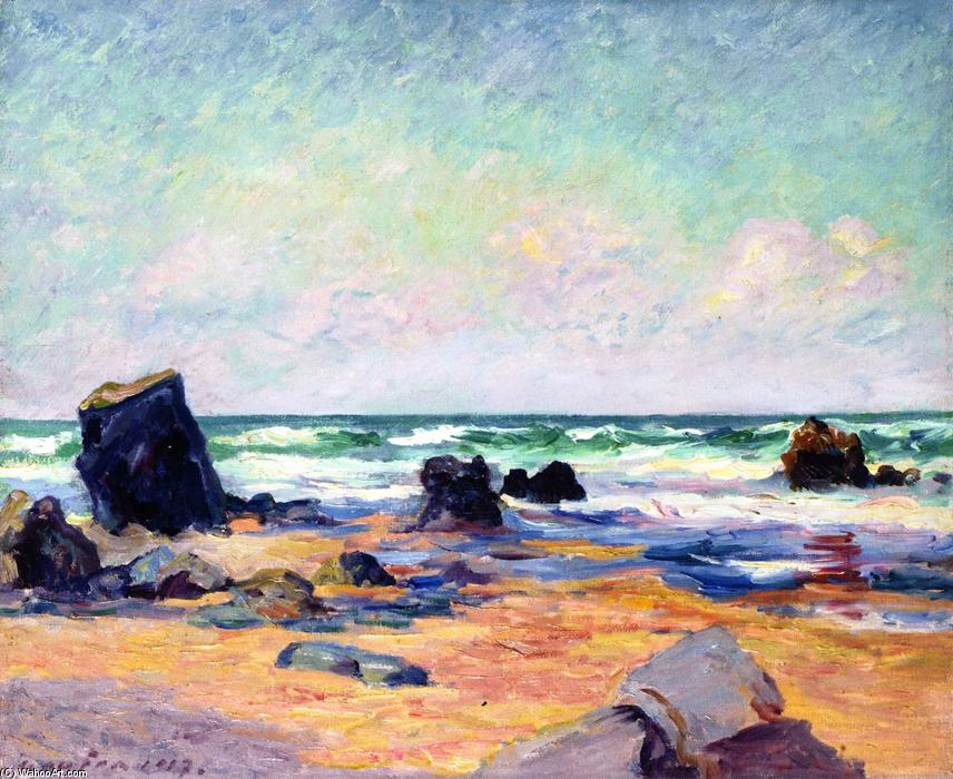 Wikioo.org - The Encyclopedia of Fine Arts - Painting, Artwork by Maxime Emile Louis Maufra - Low Tode at the Beach of Port Blanc