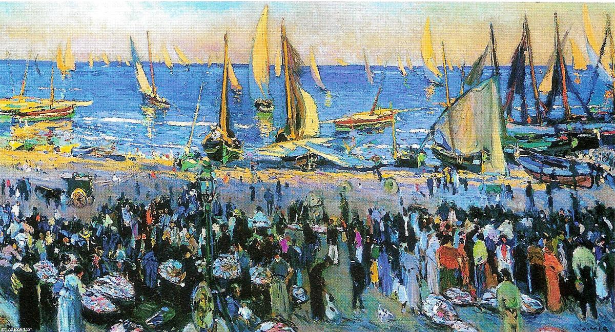 Wikioo.org – La Enciclopedia de las Bellas Artes - Pintura, Obras de arte de Joaquin Mir Trinxet - La playa de Vilanova
