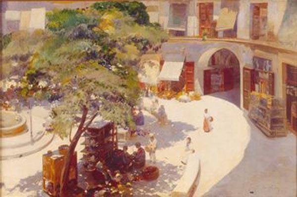 Wikioo.org - The Encyclopedia of Fine Arts - Painting, Artwork by Jose Navarro Llorens - La plaza redonda