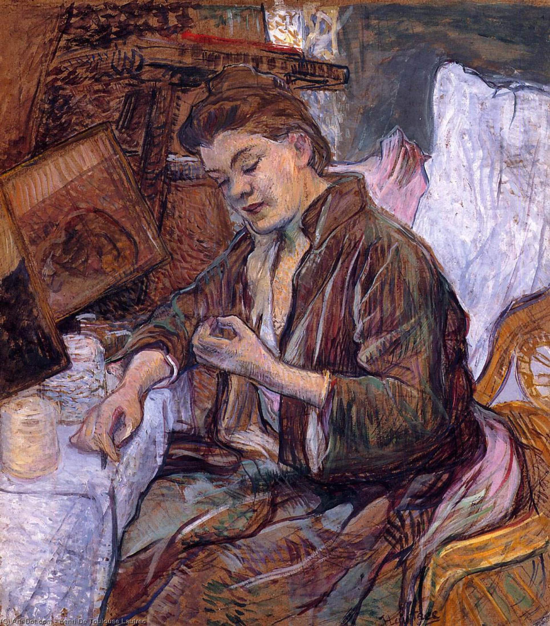 Wikioo.org – L'Encyclopédie des Beaux Arts - Peinture, Oeuvre de Henri De Toulouse Lautrec - La Toilettes : Madame Fabre
