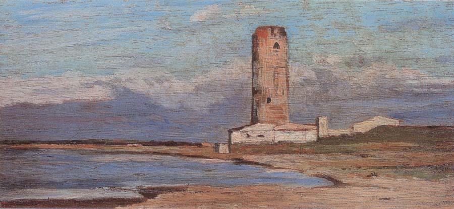 Wikioo.org - The Encyclopedia of Fine Arts - Painting, Artwork by Giovanni Fattori - La torre rossa (also known as La torre del Marzocco)