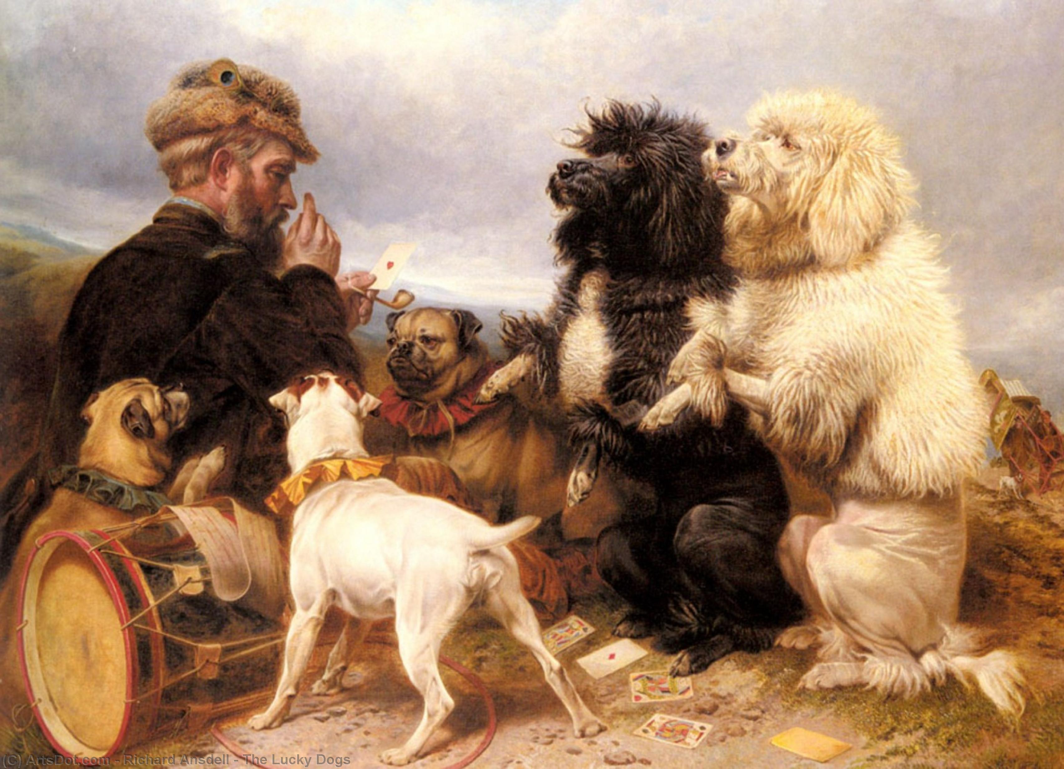 Wikioo.org – L'Encyclopédie des Beaux Arts - Peinture, Oeuvre de Richard Ansdell - Le chanceux chiens