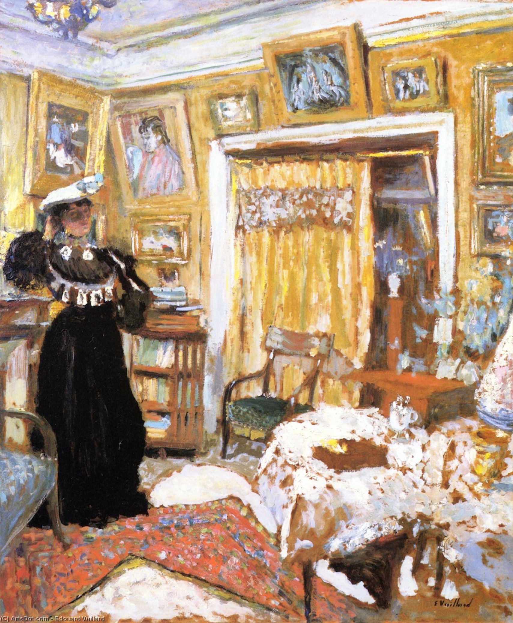 Wikioo.org – L'Encyclopédie des Beaux Arts - Peinture, Oeuvre de Jean Edouard Vuillard - lucy hessel dans le petit salon , RUE DE RIVOLI