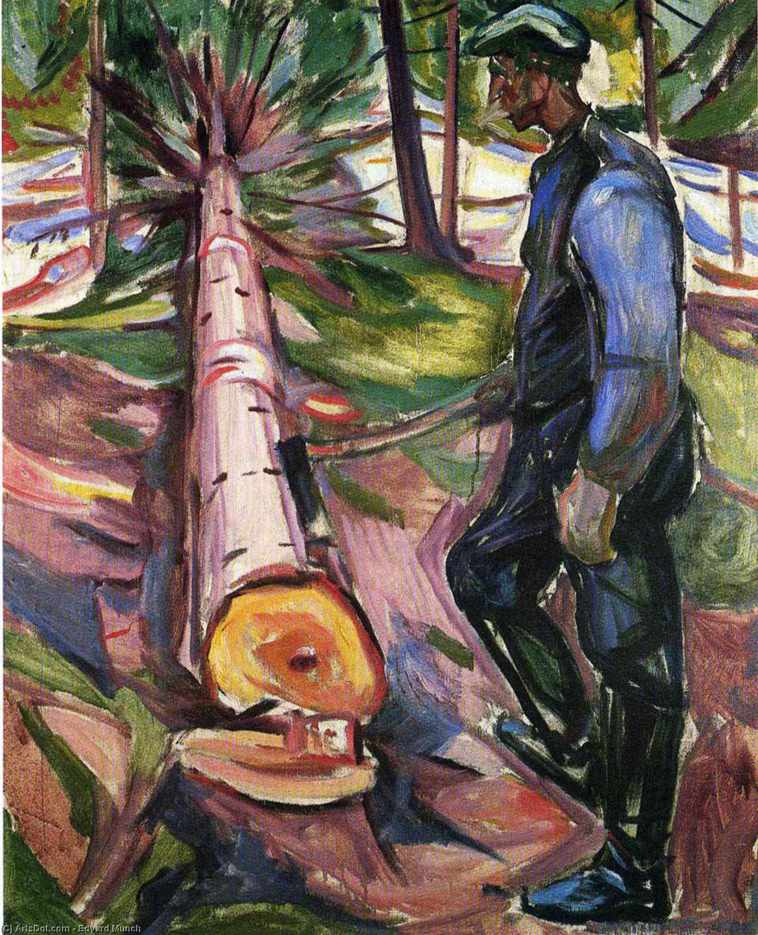 Wikioo.org - Encyklopedia Sztuk Pięknych - Malarstwo, Grafika Edvard Munch - The Lumberjack