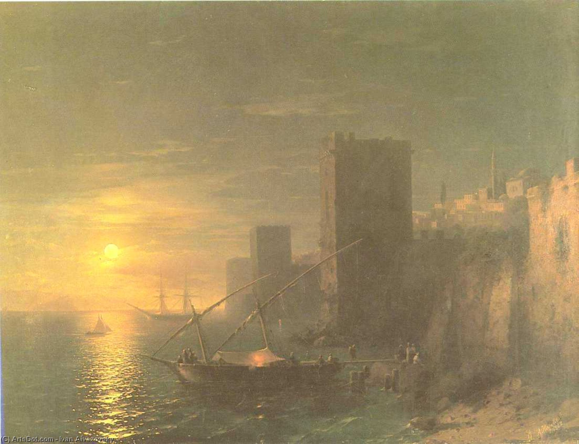 WikiOO.org - Encyclopedia of Fine Arts - Lukisan, Artwork Ivan Aivazovsky - A Lunar night in the Constantinople
