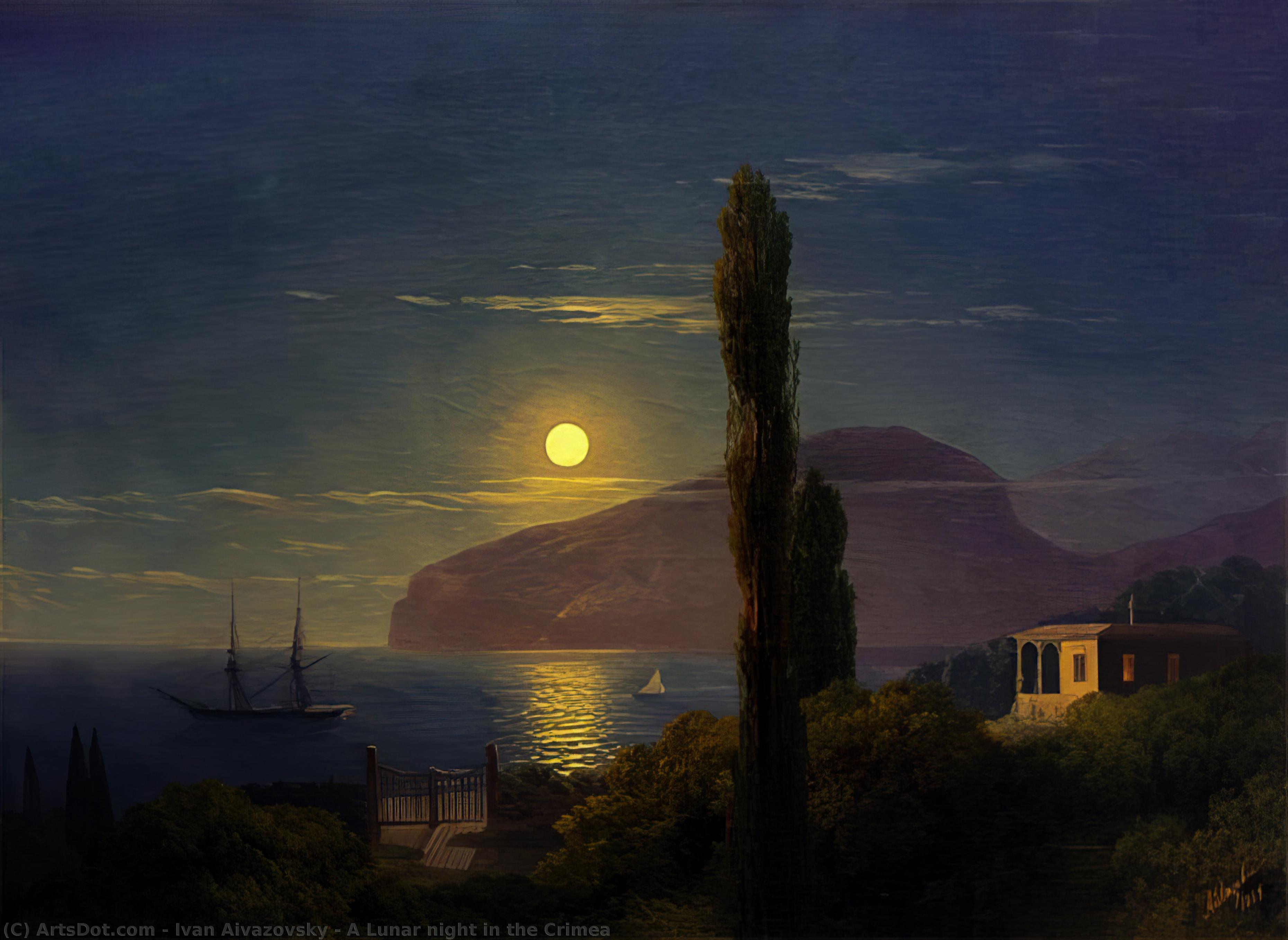 Wikioo.org - The Encyclopedia of Fine Arts - Painting, Artwork by Ivan Aivazovsky - A Lunar night in the Crimea