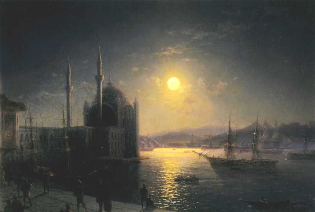 Wikioo.org - The Encyclopedia of Fine Arts - Painting, Artwork by Ivan Aivazovsky - A Lunar night on the Bosphorus