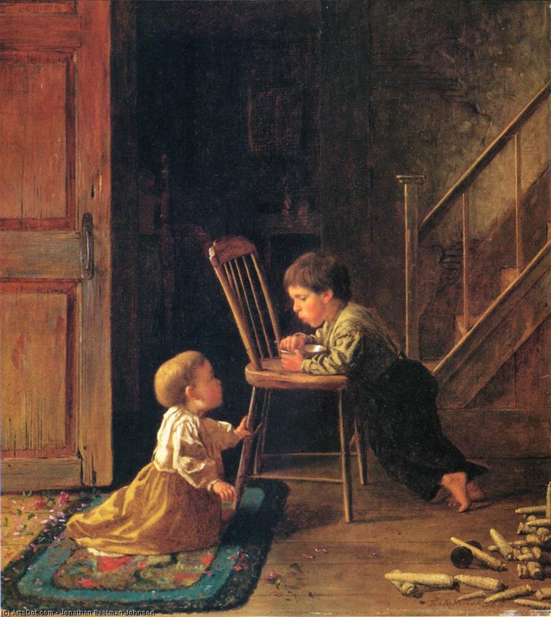 Wikioo.org - The Encyclopedia of Fine Arts - Painting, Artwork by Jonathan Eastman Johnson - Lunchtime