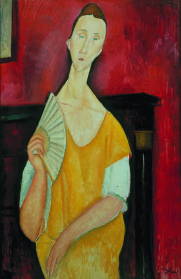 Wikioo.org - The Encyclopedia of Fine Arts - Painting, Artwork by Amedeo Modigliani - Lunia Czechowska (also known as La femme à l’éventail)