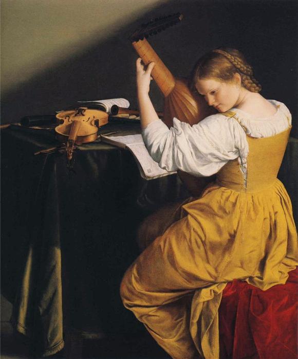 Wikioo.org - Bách khoa toàn thư về mỹ thuật - Vẽ tranh, Tác phẩm nghệ thuật Orazio Gentileschi - The Lute Player