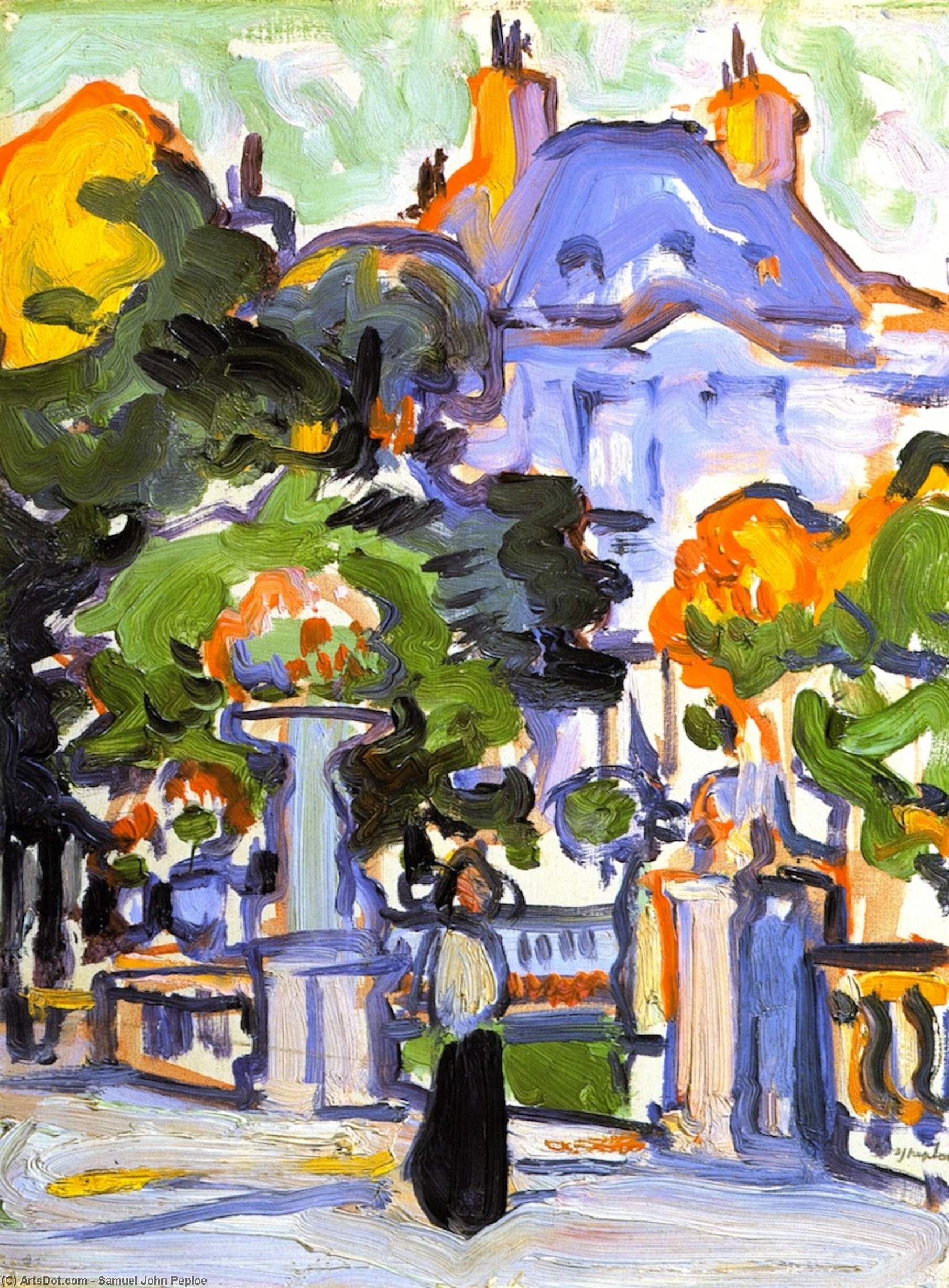 Wikioo.org - The Encyclopedia of Fine Arts - Painting, Artwork by Samuel John Peploe - The Luxembourg Gardens