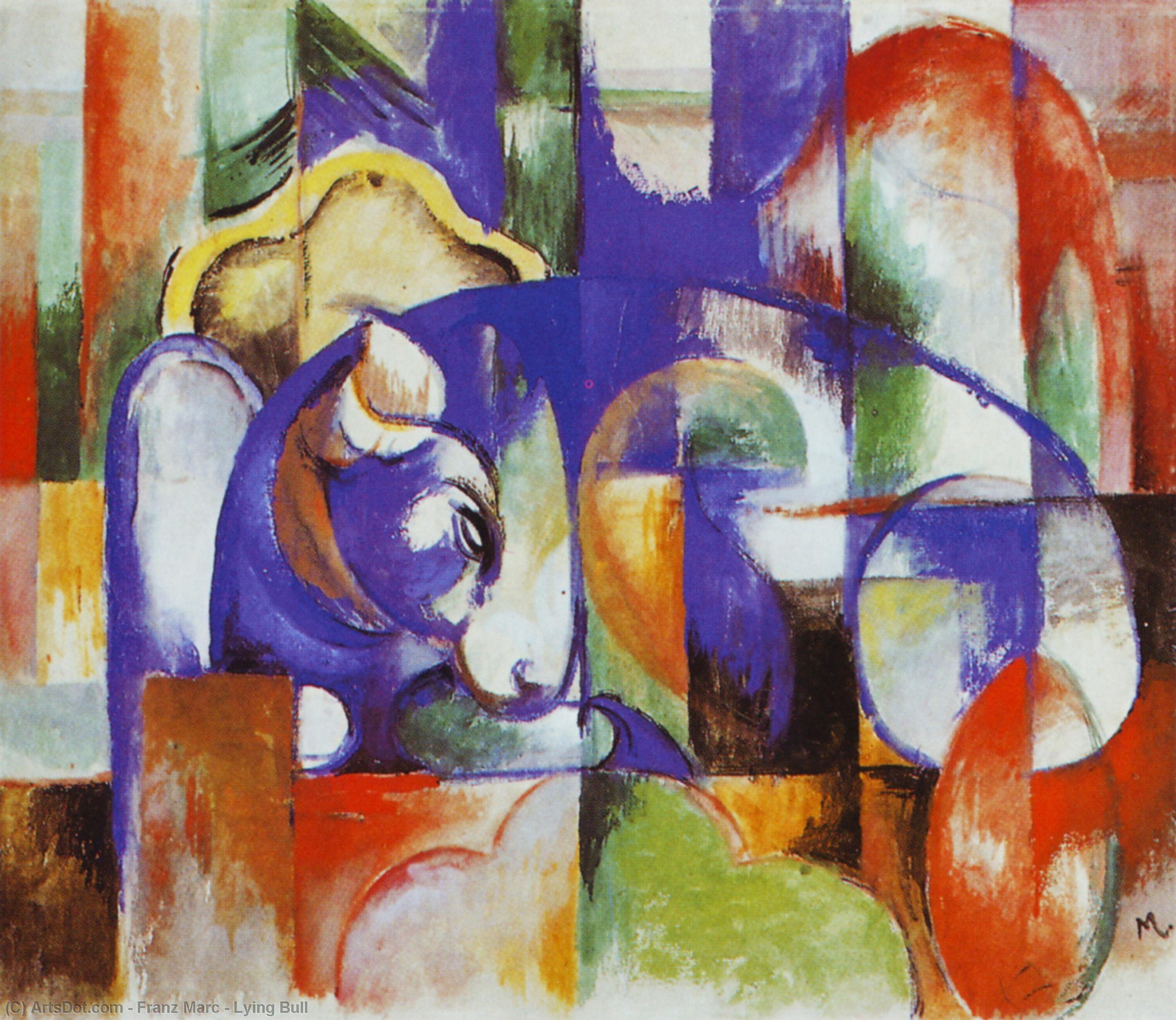 Wikioo.org - The Encyclopedia of Fine Arts - Painting, Artwork by Franz Marc - Lying Bull