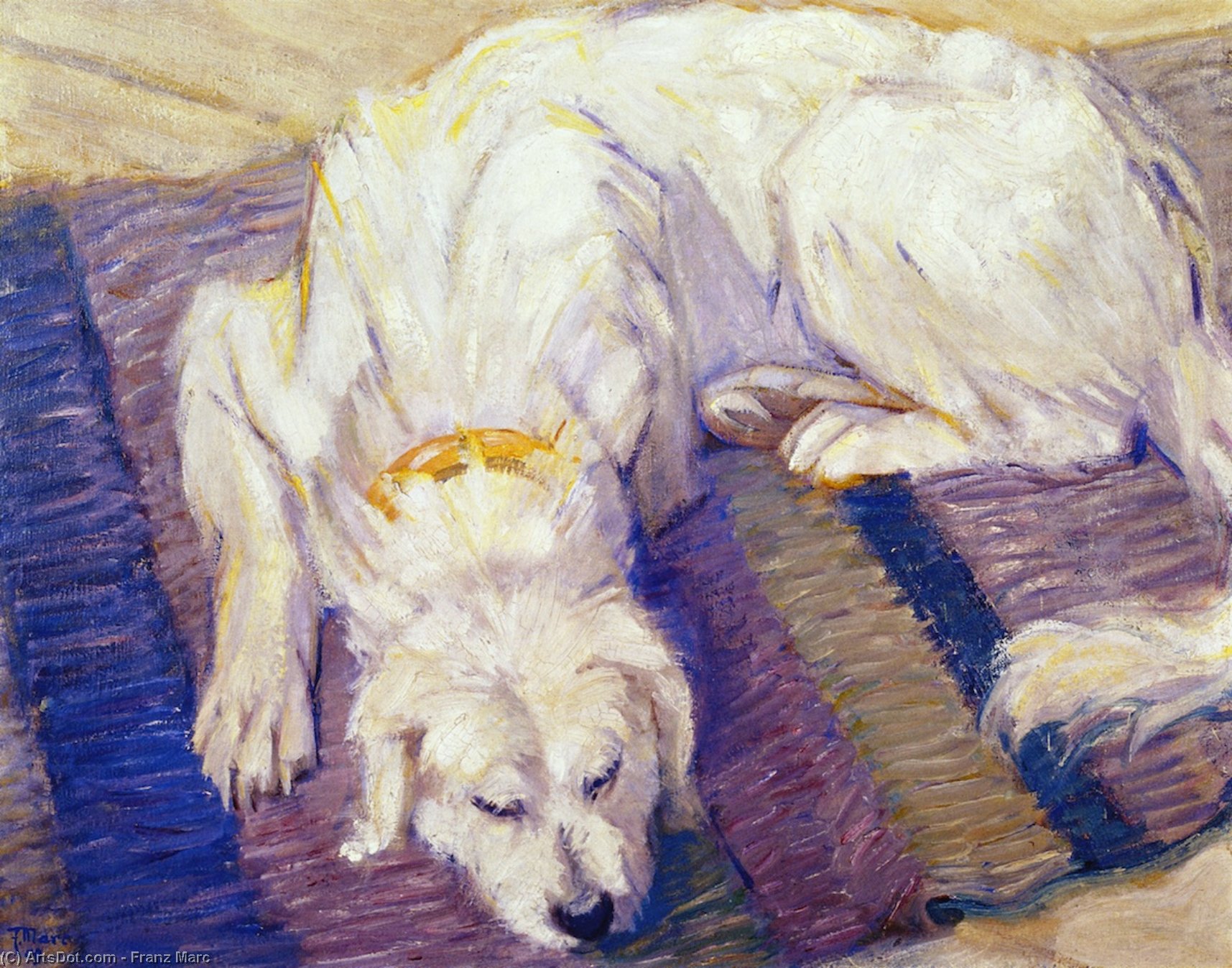 WikiOO.org - Енциклопедия за изящни изкуства - Живопис, Произведения на изкуството Franz Marc - Lying Dog (also known as Portrait of a Dog)