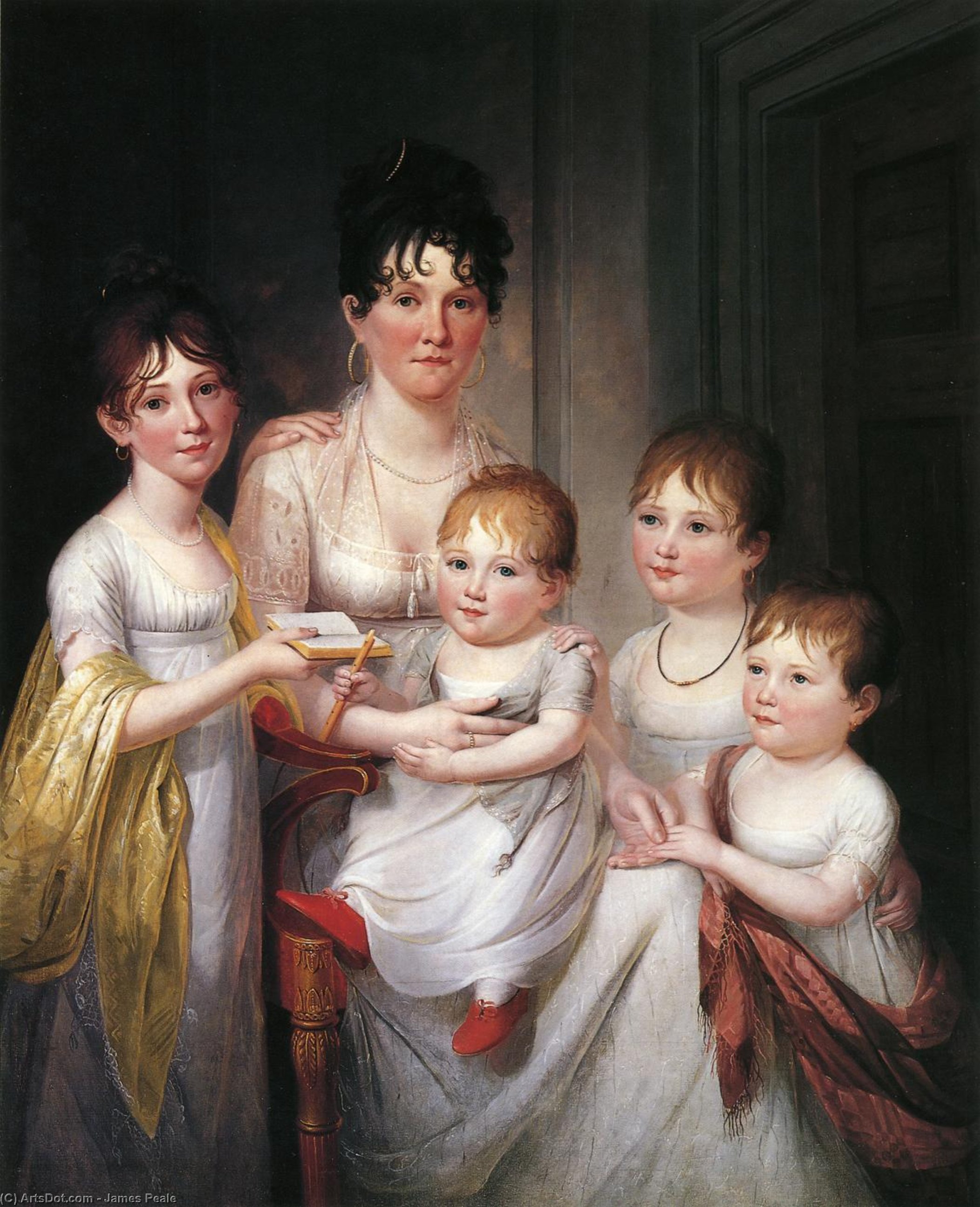 WikiOO.org - אנציקלופדיה לאמנויות יפות - ציור, יצירות אמנות James Peale - Madame Dubocq and Her Children