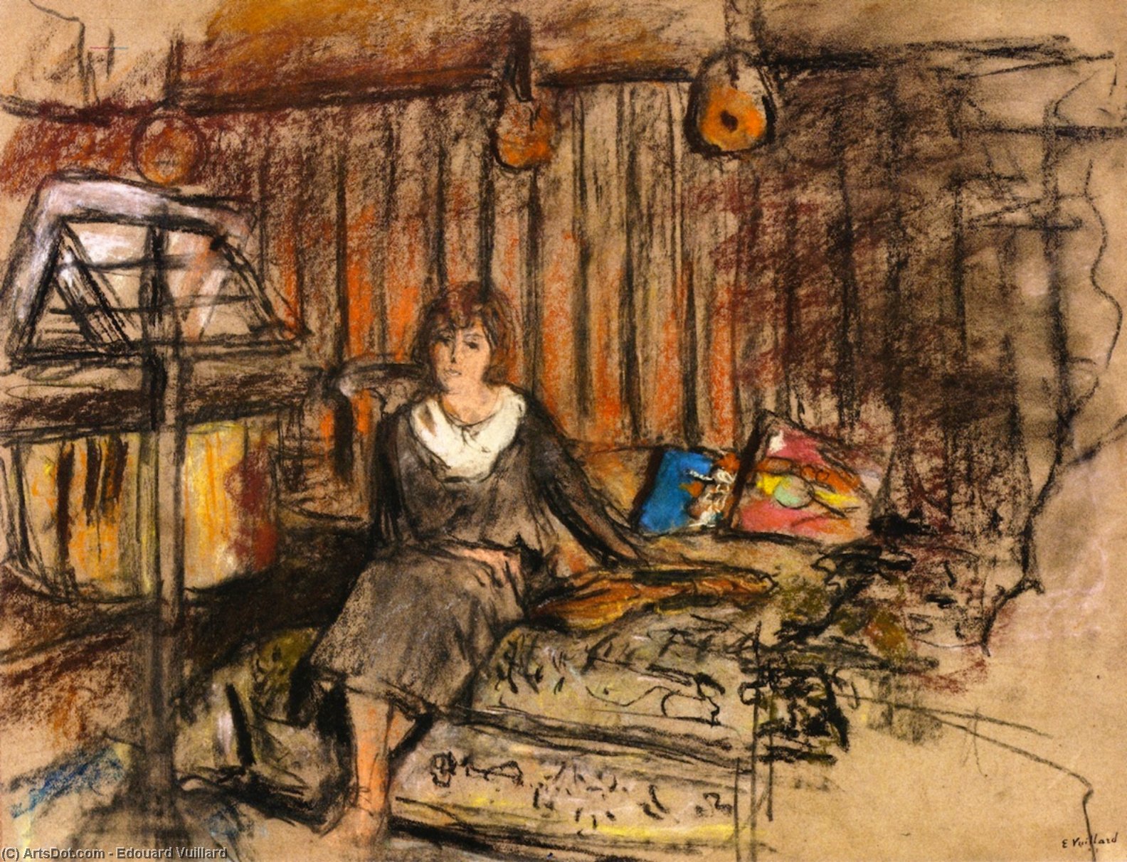 WikiOO.org - Encyclopedia of Fine Arts - Schilderen, Artwork Jean Edouard Vuillard - Madame Fried Daydreaming