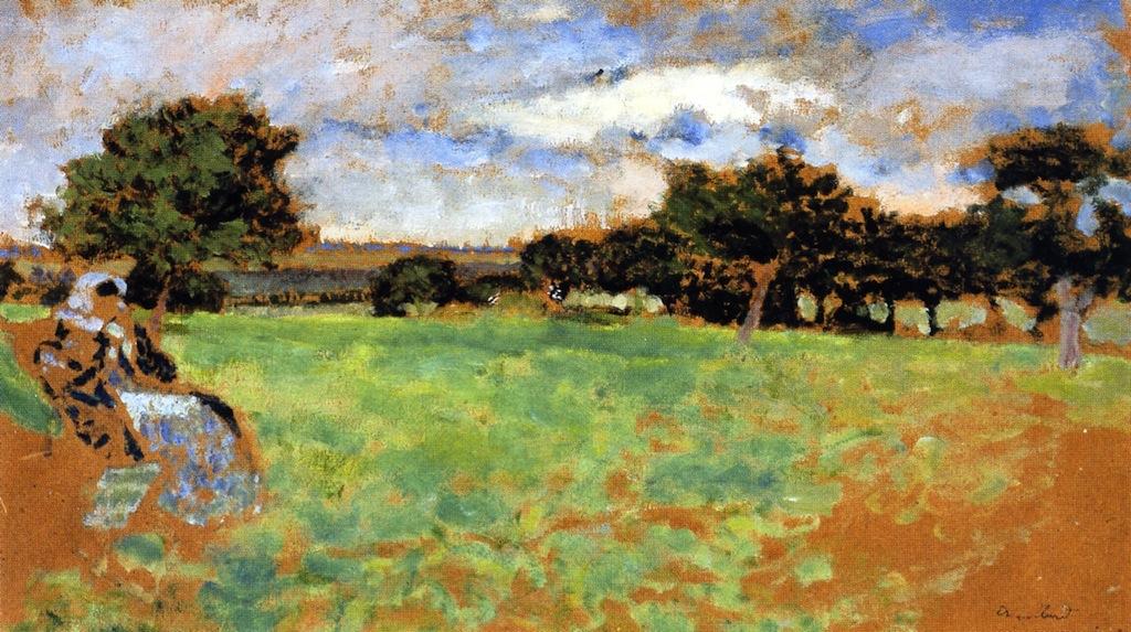 Wikioo.org - The Encyclopedia of Fine Arts - Painting, Artwork by Jean Edouard Vuillard - Madame Hessel Sitting in a Meadow in Normandy