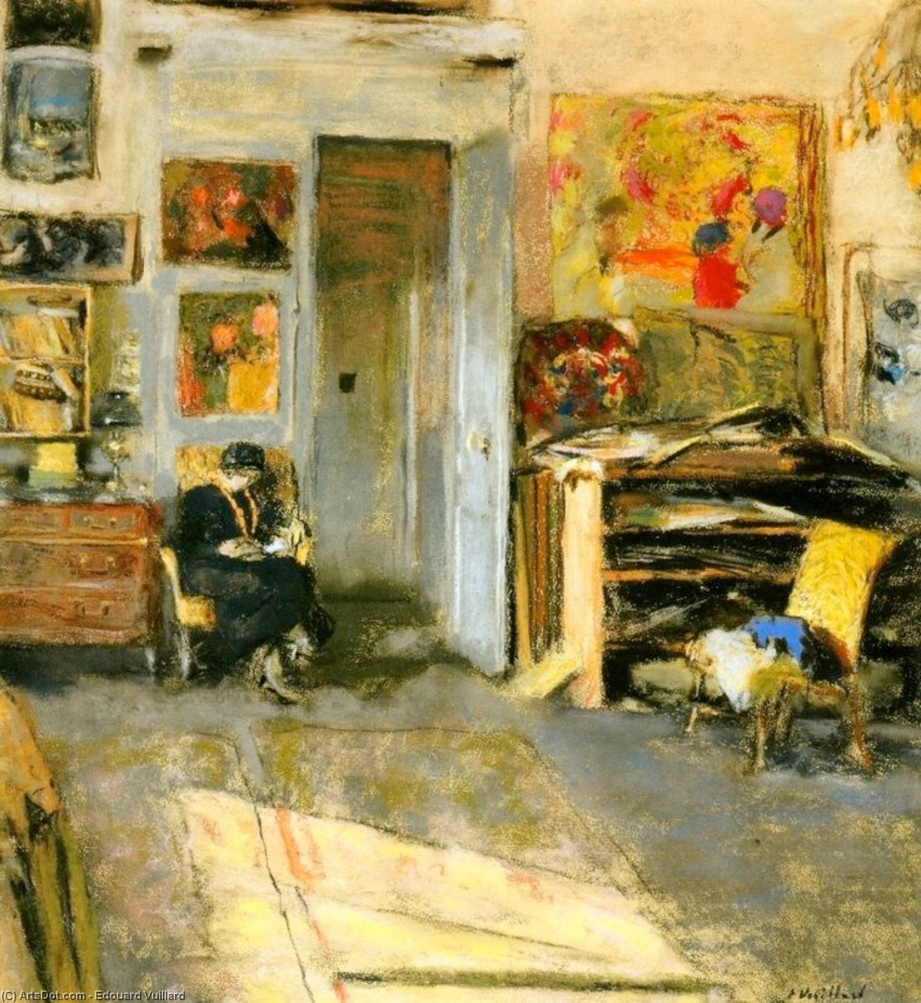 Wikioo.org - สารานุกรมวิจิตรศิลป์ - จิตรกรรม Jean Edouard Vuillard - Madame Josse Hessel in Vuillard's Studio