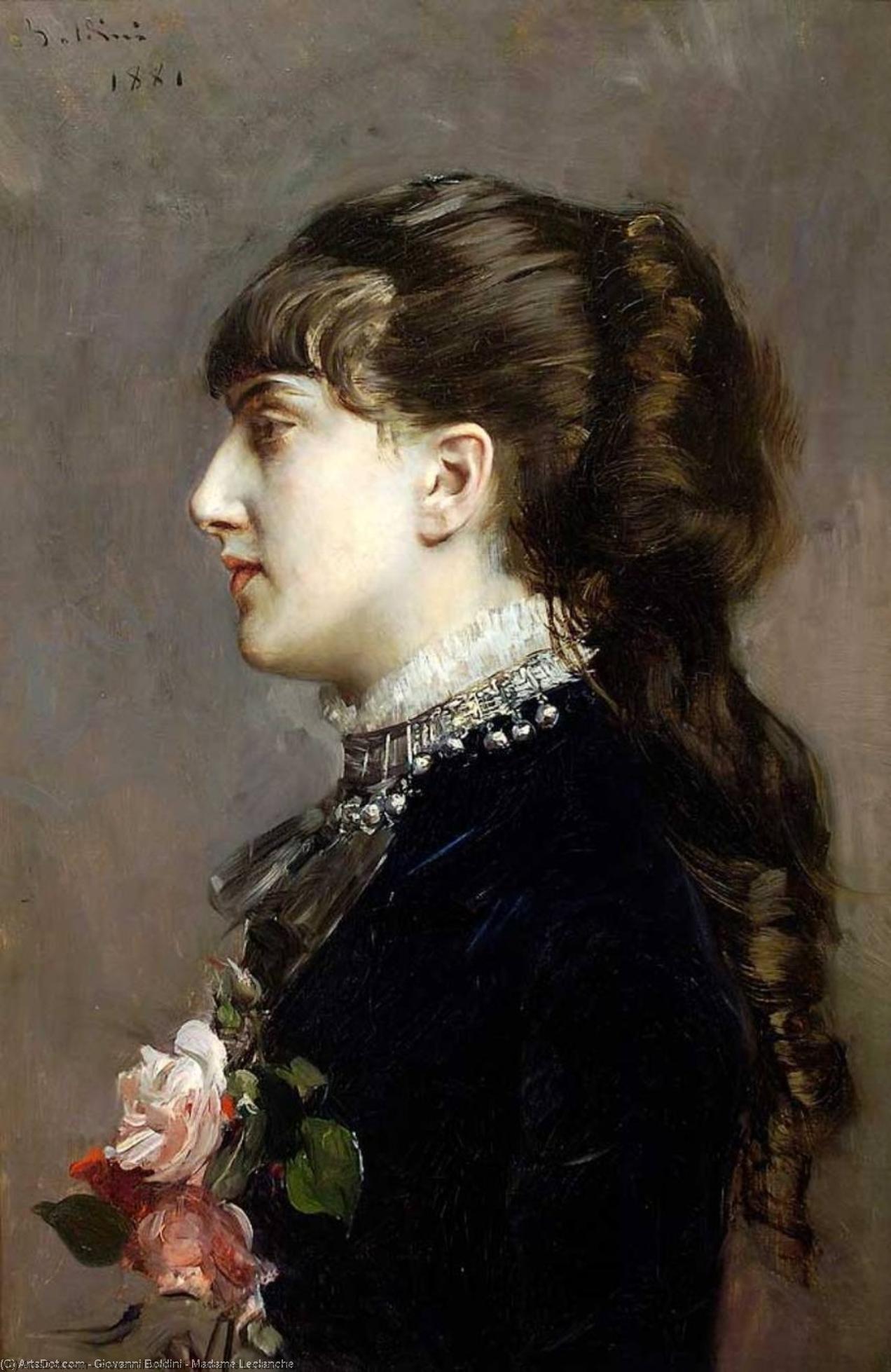 Wikioo.org - The Encyclopedia of Fine Arts - Painting, Artwork by Giovanni Boldini - Madame Leclanche