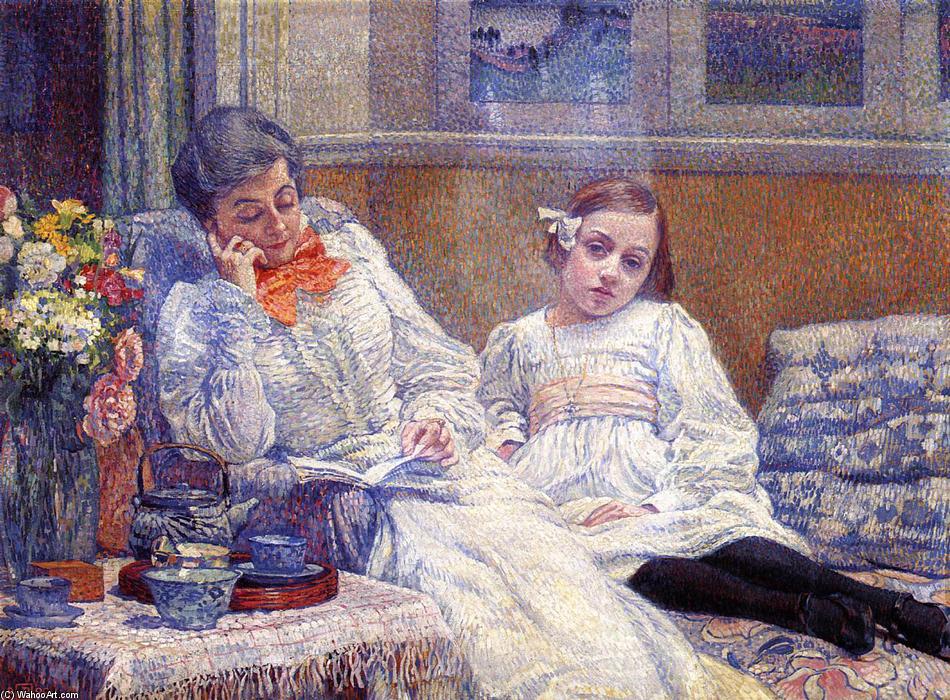 Wikioo.org - The Encyclopedia of Fine Arts - Painting, Artwork by Theo Van Rysselberghe - Madame Theo van Rysselberghe and Her Daughter