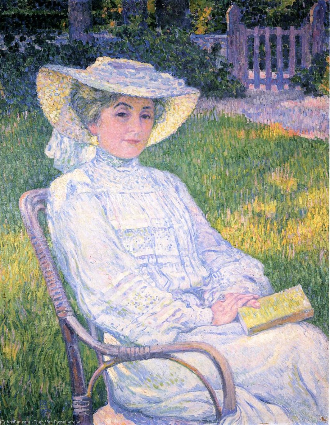 Wikioo.org - The Encyclopedia of Fine Arts - Painting, Artwork by Theo Van Rysselberghe - Madame Theo van Rysselberghe in the Garden