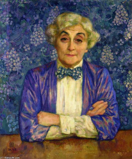 WikiOO.org - Encyclopedia of Fine Arts - Lukisan, Artwork Theo Van Rysselberghe - Madame van Rysselberghe in a Chedkered Bow Tie