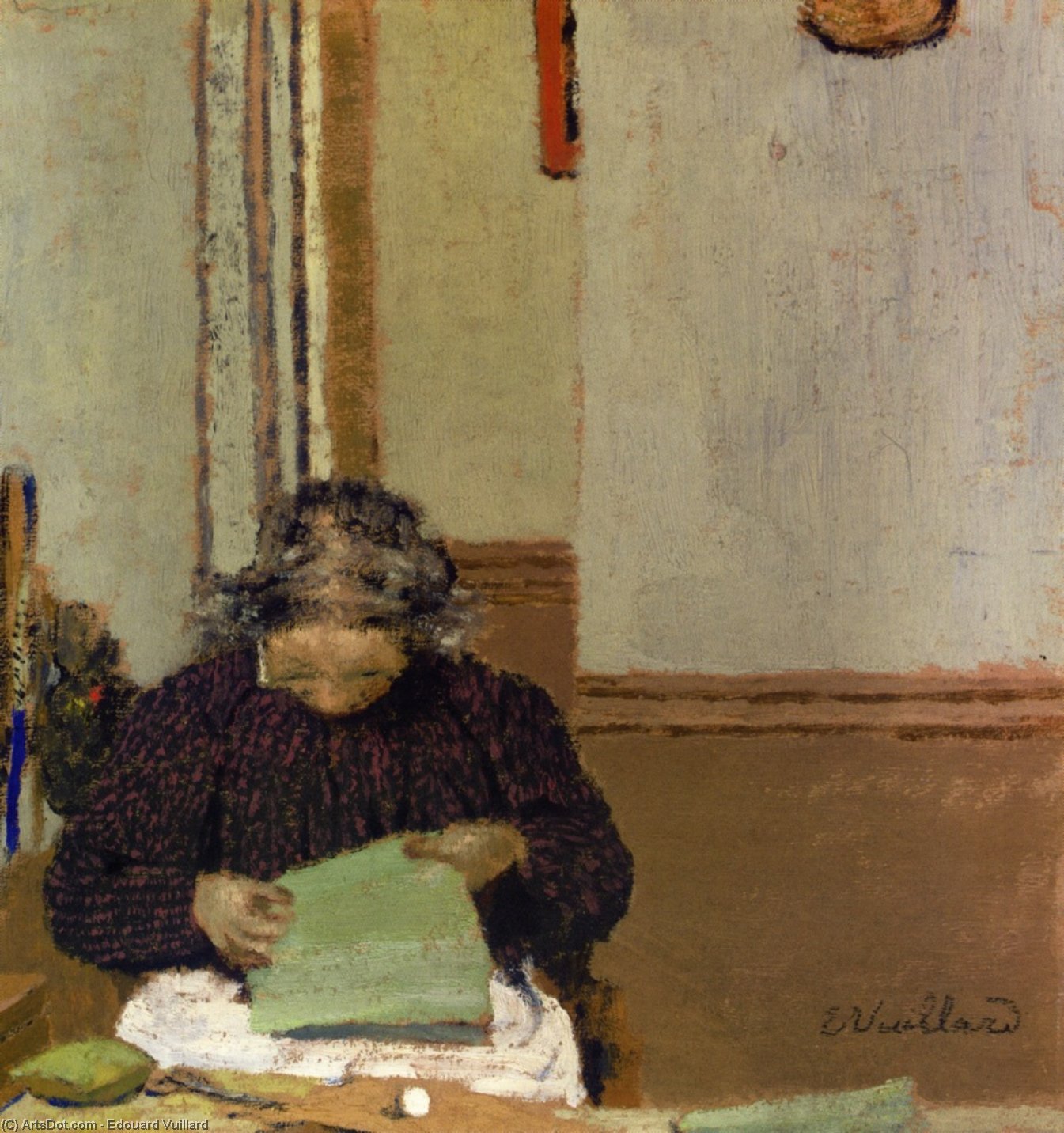 WikiOO.org - Encyclopedia of Fine Arts - Malba, Artwork Jean Edouard Vuillard - Madame Vuillard Cousant