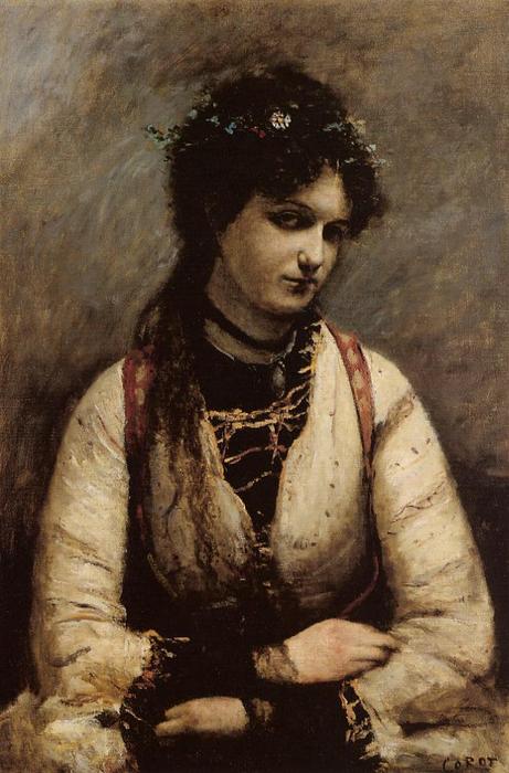 Wikioo.org - The Encyclopedia of Fine Arts - Painting, Artwork by Jean Baptiste Camille Corot - Mademoiselle de Foudras